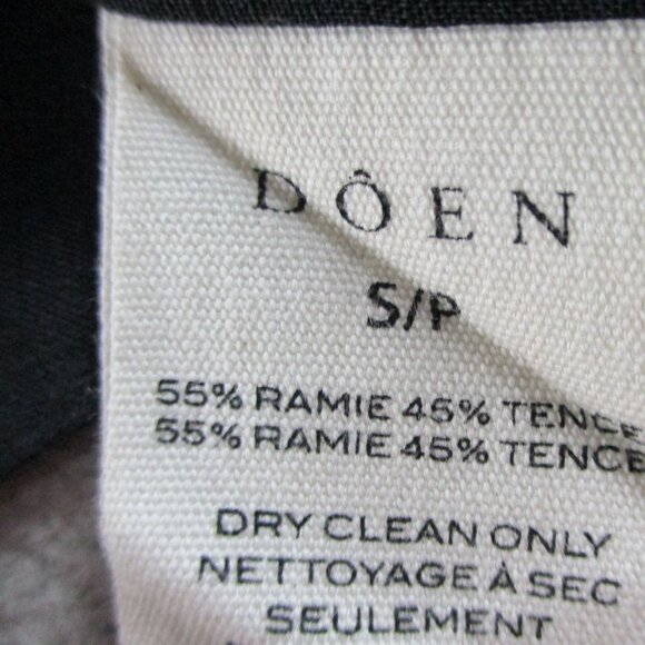 DOEN Samara Top Womens Small Black Ramie Tencel Blend Lace Ruffles Puff Sleeve - Picture 9 of 14